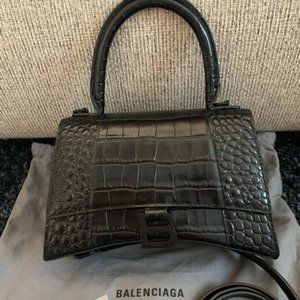 Balenciaga Hourglass XS Croc Crossbody Bag